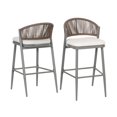 thumbnail image 4 of GZXS 2PCS Patio Barstools with Cushions, PE Rattan Stools with Scalloped Back and Rust-Resistant Iron Frame for Deck, Garden or Outdoor Counter (Matte Gray), 4 of 10