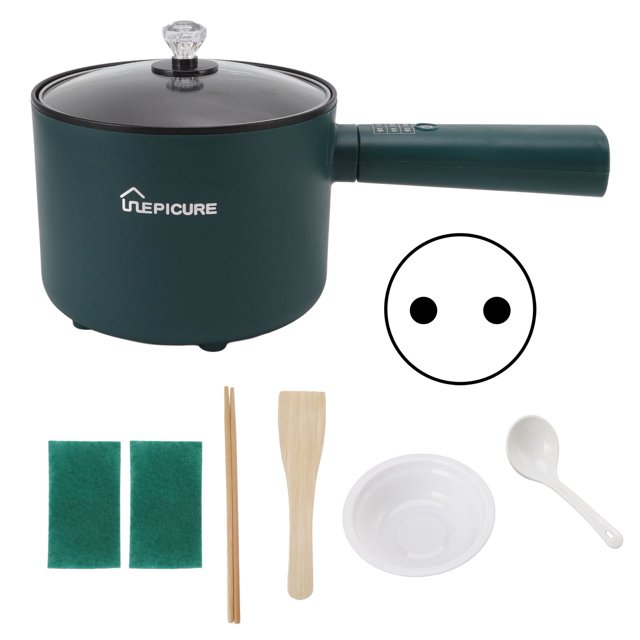 Olla eléctrica Verde 1.8L Gran Capacidad Antiadherente Mini Olla Eléctrica Multifuncional para Dormitorio EU 220V