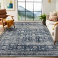 thumbnail image 4 of 9x12 Blue Vintage Distressed Farmhouse Area Rug – Washable Non-Slip Low Pile Carpet for Living Room, Bedroom, Office, 4 of 19