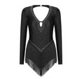 thumbnail image 3 of Kaerm Latin Dance Dress Tango Dresses Salsa Dancing Dress for Women Fringe Rhinestone Leotard Dress Black L, 3 of 7
