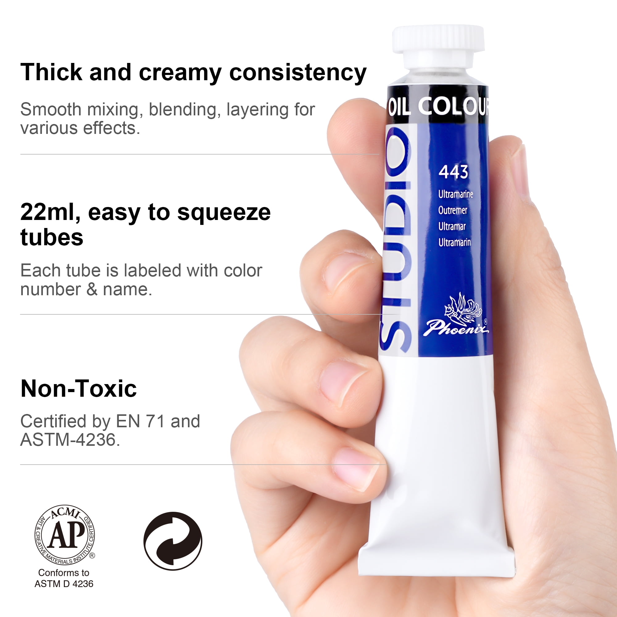 PHOENIX Oil Paint Set, 6x22ml/0.74 fl oz Tubes, Non-Toxic Based Paints for Wood, Canvas Oil Painting Supplies, Art Paints for Artists, Adults, Beginners
