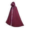 thumbnail image 4 of URMAGIC Hooded Cape Cloak Reversible Velvet Satin Renaissance Medieval Halloween Christmas Cosplay Costumes, 4 of 5