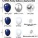 thumbnail image 2 of Kit de arco de globos de confeti azul marino plateado y blanco, 120 piezas 12 pulgadas Kit de arcos de guirnalda de látex de 10 pulgadas y 5 pulgadas para graduación, cumpleaños, boda, anive, 2 of 5