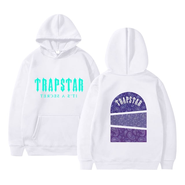 Hauts pour Femmes Trapstar Chandails à Capuchon pour Femmes Chandails Graphiques à Manches Longues Amples Trapstar Chandails à Enfiler Style Street Hip-hop Chandails pour Femmes Chemises (Blanc, M)