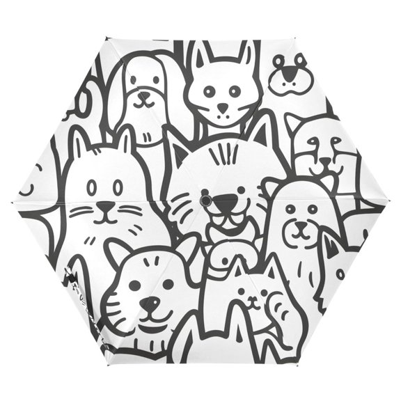 ALAZA Cute Funny Cat UPF 50  Compact Folding Umbrella for Rain Travel Umbrella Packable