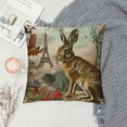thumbnail image 2 of Chilfamy Rustic Vintage Animals Throw Pillow Covers  Decorative Cute Rabbits Dragonflies Robin Birds Butterfly Classical Pairs Garden Flowers Pillow Cushion Cover  22x22in, 2 of 5