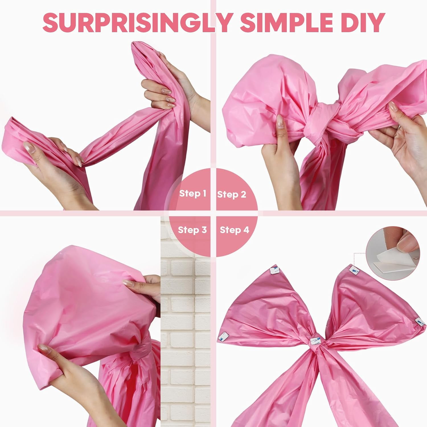 Yucurem 6 Pack DIY Giant Wall Bows, Hanging Coquette Ribbon Bowknot Backdrop Decor for Valentine's Day Birthday Wedding Party Supplies