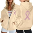 thumbnail image 1 of SHIXIAOO Chandails à Capuchon et Chandails pour Femmes pour Tenue Décontractée Style à Fermeture Éclair avec Imprimé Ruban de Sensibilisation au Cancer pour Confort Toute l'Année s'Agence Bien Chandail à Capuchon Uni Femmes plus Chandail Doux à Enfiler, 1 of 5