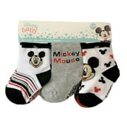 SOCKS BOYS X6 - MICKEY MOUSE BLACK WHITE - SZ 12 24 MONTHS - BABY ANKLE 6 PACK