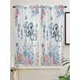 thumbnail image 5 of Octopus Coastal Bathroom Window Curtain, Beach Nautical Ocean Coral Seahorse Vintage Light Filtering Coffee Kitchen Curtains, Bedroom Living Room Curtains 2 Panel 84"x63", 5 of 6