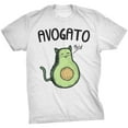 thumbnail image 1 of T-shirt Humoristique pour Hommes Avogato Drôle Avocado Cat Tee Mignon Visage de Cat Graphique Nouveauté Humour (Blanc) - 5TG, 1 of 4