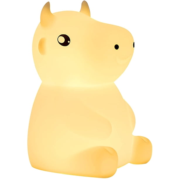 Bonita luz nocturna para niños, luz LED de silicona con forma de vaca que cambia de 7 colores, lámpara de guardería con temporizador, lámpara decorativa para habitación de vaca para bebés, niños y niñ