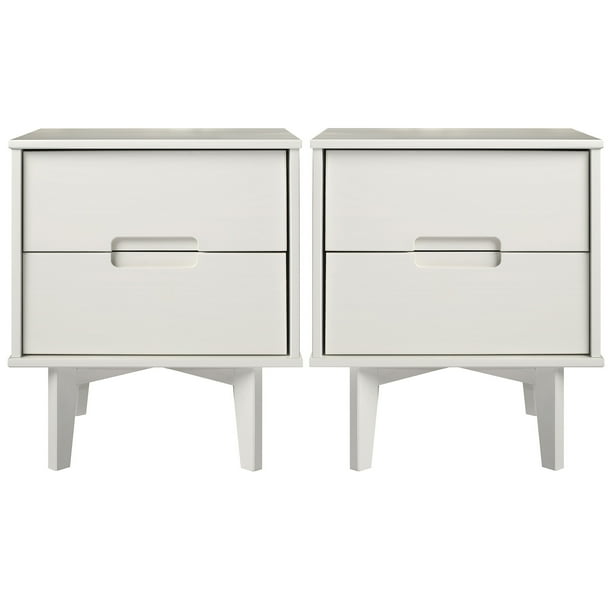 2-Drawer Groove Handle Wood Nightstand - White - Walmart.com