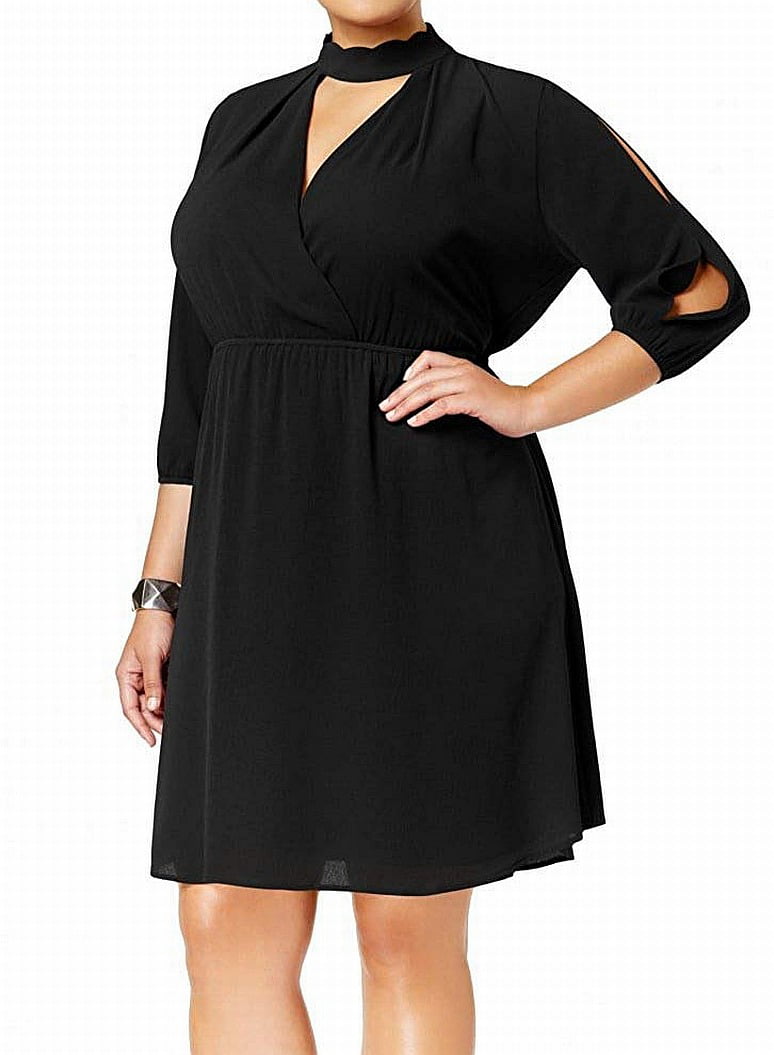 Monteau - Monteau Women's Plus Size Woven Choker Dress - Walmart.com