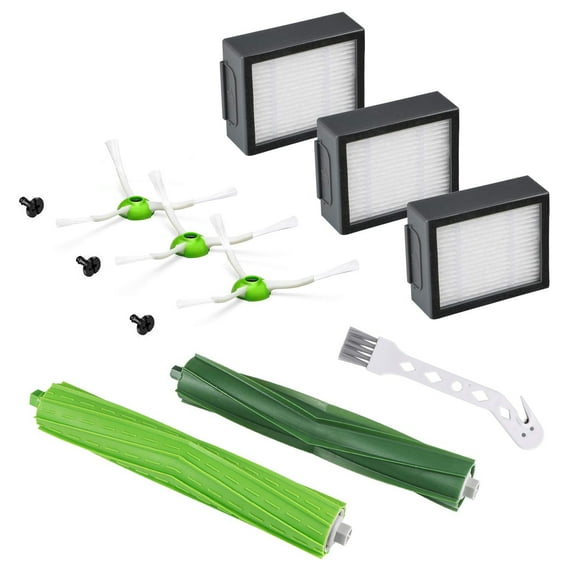 Compitiable Parts Kits for Roomba E5 E6 E7 i7 i7 /i7 Plus Vacuum Cleaner with 3 Hepa Filters   1 Set of Multi-Surface Rubber Brushes   3 Side Brushes   1 Free Cleaning Brush