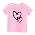 thumbnail image 2 of Lilgiuy Toddler Valentine's Day Shirts Boys Girls Summer Solid Color Love Heart Graphic T-Shirt Casual Short Sleeve Tee Tops for School (Pink), 2 of 4