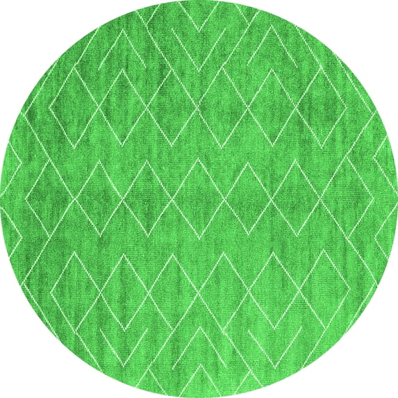 Ahgly Company Indoor Round Abstract Green Contemporary Area Rugs, 4' Round