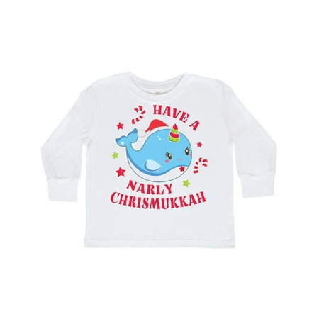 

Inktastic Have a Narly Chrismukkah with Cute Narwhal and Candy Canes Gift Toddler Boy or Toddler Girl Long Sleeve T-Shirt