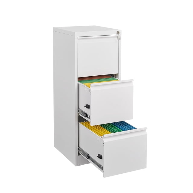 3 Drawer File Cabinet with Lock,Large Metal Vertical File Cabinets for Home Office, Heavy Duty Steel Lockable Filing Storage Cabinet for Letter/Legal/A4/F4 Size File