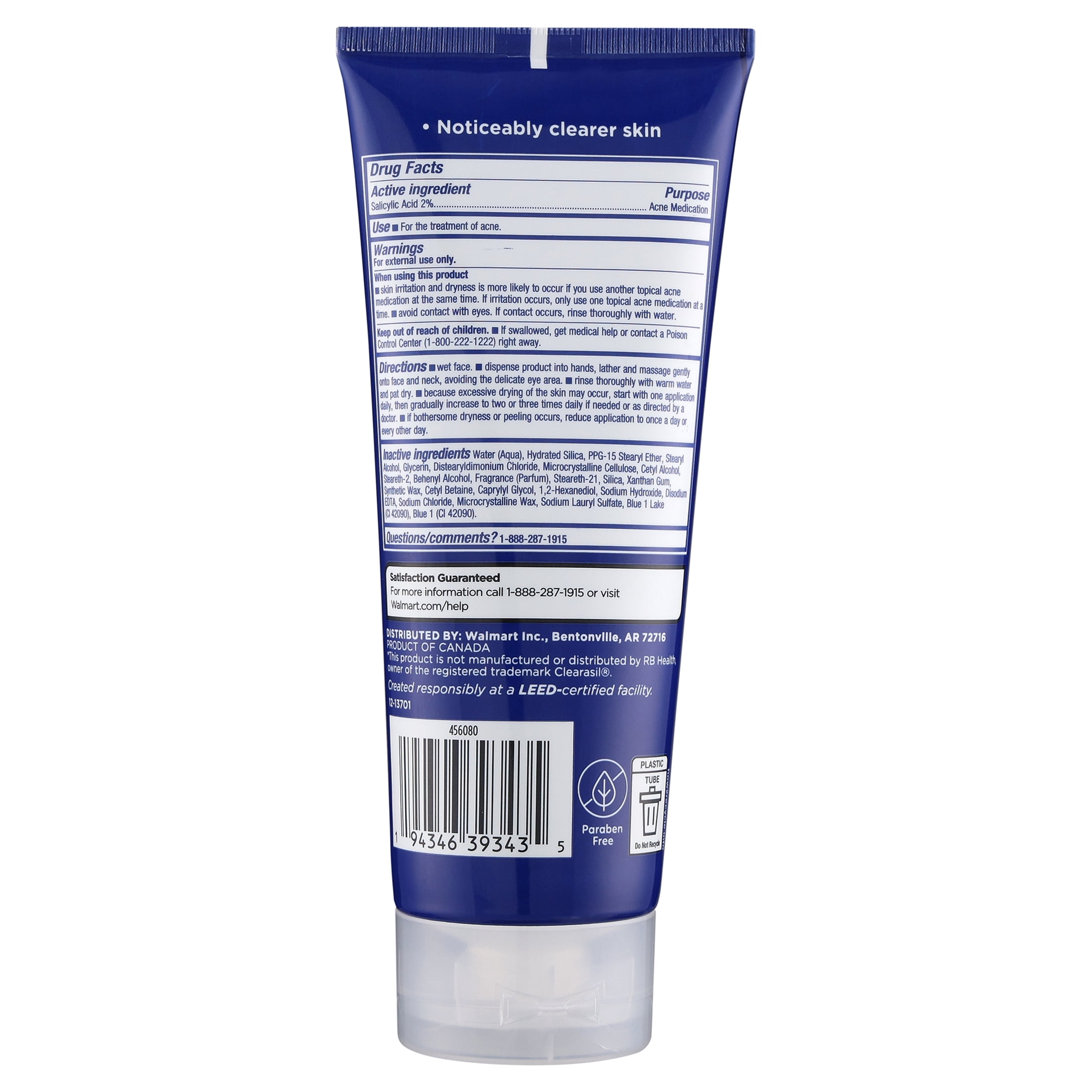 Equate Stubborn Acne Control Exfoliating Wash with Salicylic Acid, 6.78 fl oz