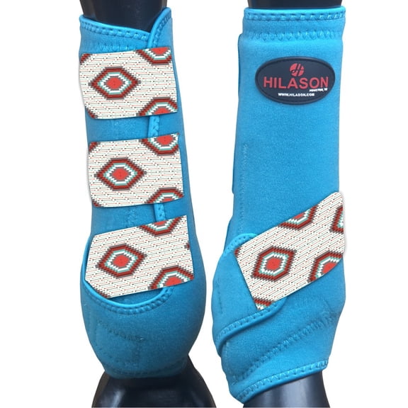 Medium Hilason Horse Medicine Sports Boots Rear Hind Leg Turquoise Grey