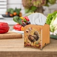 thumbnail image 5 of POLERO Waterproof Tissue Box Holder, Thanksgiving Square PU Leather Tissue Box Cover, Elegant Turkey Decorative Facial Paper Organizer Dispenser for Bathroom, Night Stands, Desk, 5.1X5.1X5.5'', 5 of 7