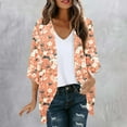 thumbnail image 5 of Hvyesh Women Kimono Cardigans Casual Summer 3/4 Sleeve Chiffon Blouses Tops Cover up Open Front Floral Print Resort Wear, 5 of 5