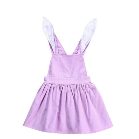 

stylesilove Unisex Baby Easter Bunny Ears Harem Pants Suspender Romper/Skirt (Lilac 80/6-12 Months)