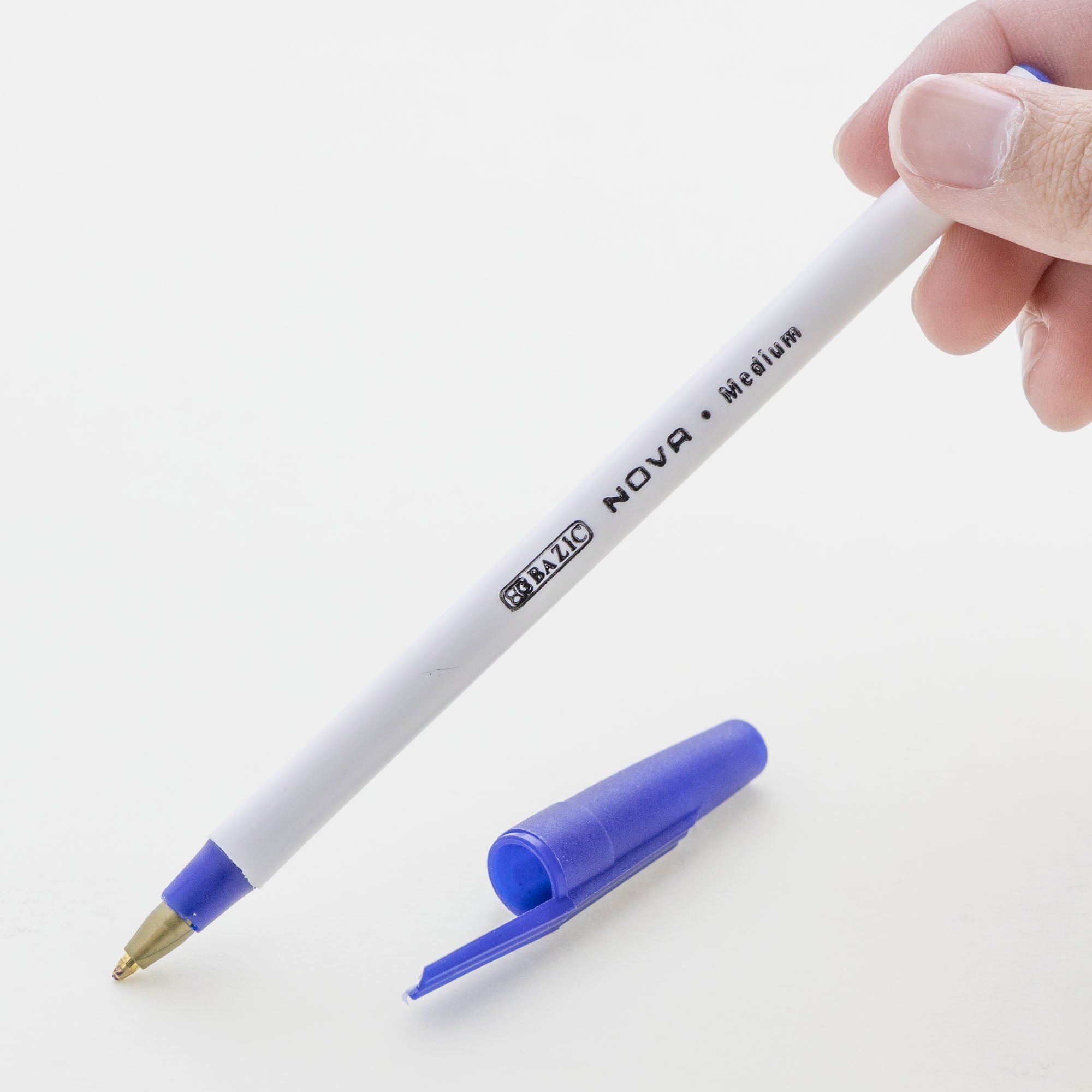 BAZIC Ballpoint Nova Blue Color Stick Pens, 1.0 mm, (12/Pack), 1-Pack