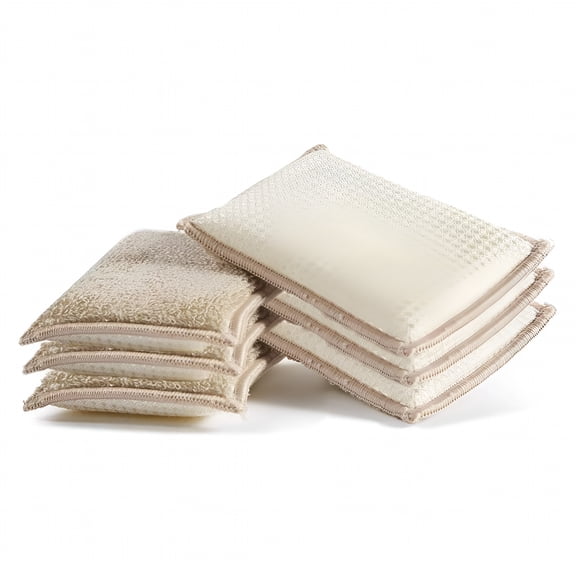 ACDANC Bamboo Natural Absorbent Sponges Kitchen Cleaning Sponges Reusable Dish Washing Sponges Pink(6 Pack)