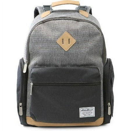 UPC: 0723393119004 | Eddie Bauer Bridgeport Places & spaces Back Pack Diaper Bag – Grey with Tan
