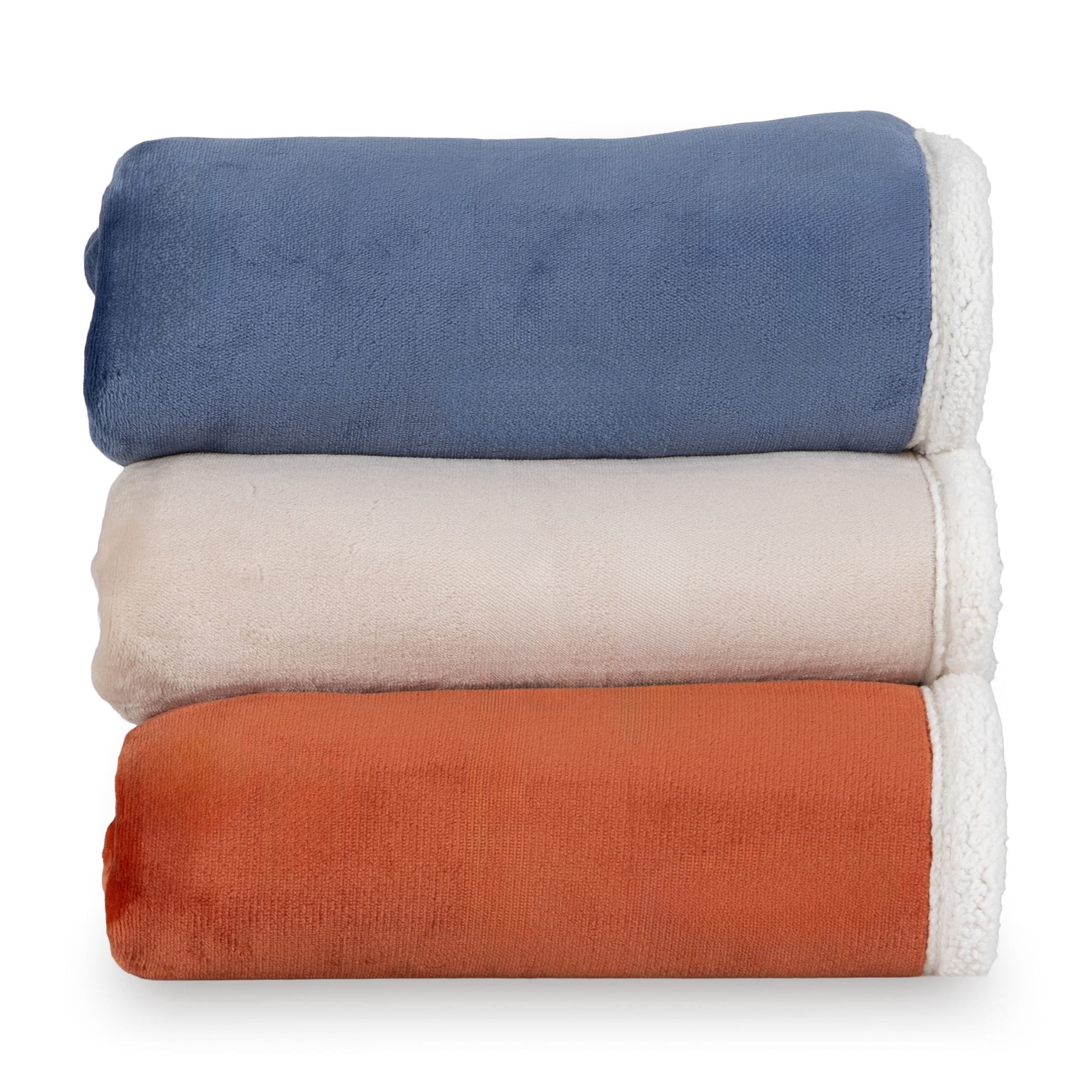 Mainstay Reversible Printed Velvet Plush and Hampshire Faux Shearling Soft Throw Blanket, Standard Size, Washed Indigo