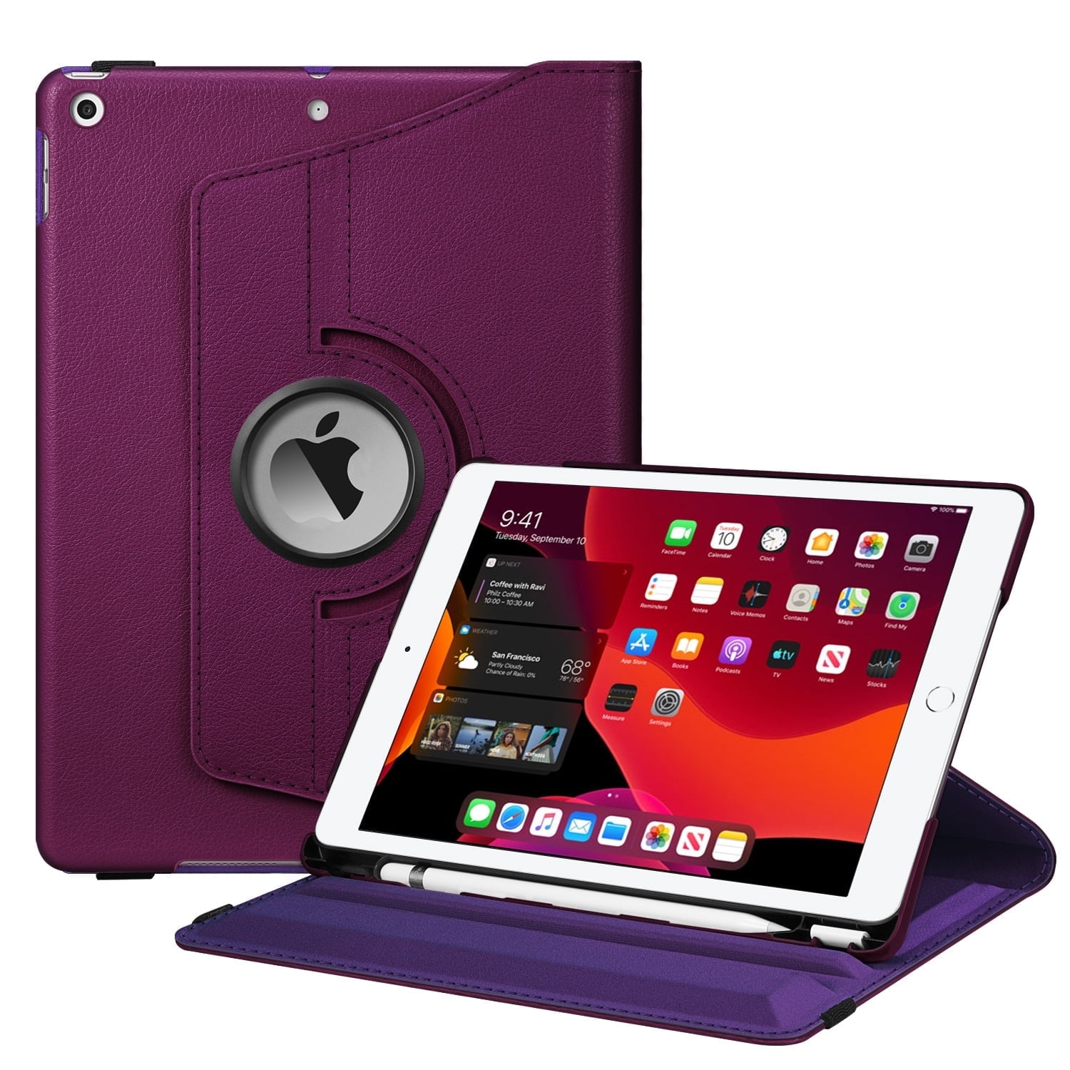 Fintie 360 Rotating Case for 10.2-inch iPad 9th/ 8th/ 7th Generation - Swivel Cover with Pencil Holder for iPad 10.2" (2021/ 2020 / 2019 Model)