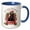 Blue/White, variant on 3drose, Black Belgian Sheepdog Waiting for Santa on a Red Chair Christmas, 15oz Two-tone Black Mug