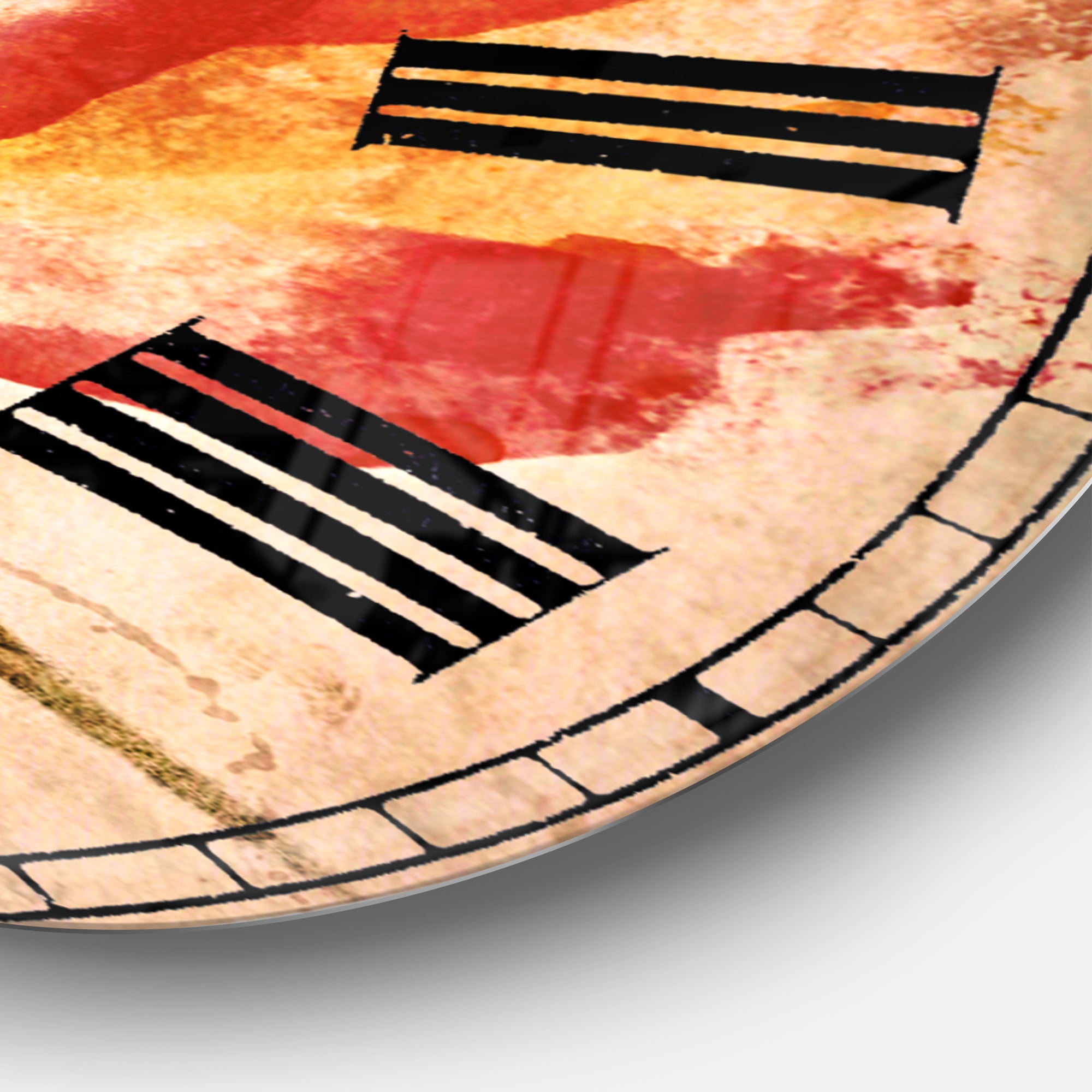 Designart 'Red Rose Hand drawn with Splashes' Traditional wall clock