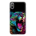 thumbnail image 1 of MUNDAZE Apple iPhone XS/X Neon Rainbow Glow Colorful Leopard Shockproof Clear Hybrid Protective Phone Case Cover, 1 of 5