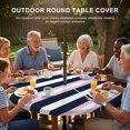 thumbnail image 3 of Round Outdoor Tablecloth with Umbrella Hole and Zipper, Pink Navy Blue Striped Tablecloth with Elastic Waterproof, Minimalist Abstract Lines Artwork Patio Table Covers for 36" - 44" Pool Tables, 3 of 9