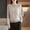 Khaki, variant on NTACZA Striped Sweater Women Loose Fitting Black Crewneck Sweater Long Sleeve Pullover Knitted Pullover Womens Jumper L