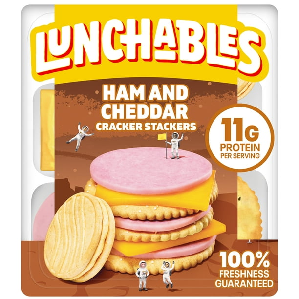 Lunchables Ham & Cheddar Cheese Cracker Stackers Kid Lunch Snack, 3.5 oz  Tray - Walmart.com