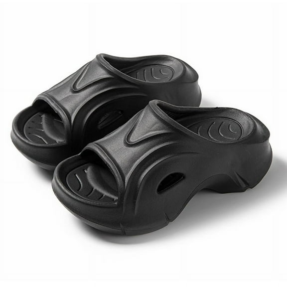 Nvzi-c Pillow Slippers for Women and Men Non Slip Quick Drying Shower Slides Bathroom Sandals ，Ultra Cushion ，Thick Sole（Size：38-39，Black）