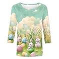 thumbnail image 6 of Easter Shirt for Women Watercolor Eggs And Floral Graphic Tunic Three Quarter Sleeve Crewneck Soft Stretch Fabric Festival Apparel Gift For Women, 6 of 6
