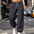 thumbnail image 3 of Afuyipoi Mens Jogger Pants Drawstring Elastic Waist Cuffed Ankle Casual Trousers Dark Gray Size XL, 3 of 10