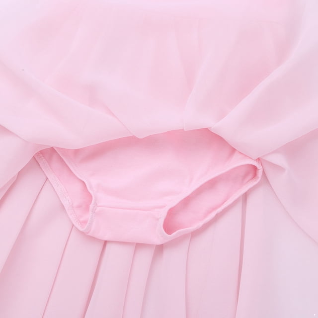 Aislor Filles Enfants Justaucorps Débardeur Uni à Dos Croisé Robe de Danse Ballet Costume de Danse Lyrique Moderne Rose m