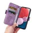 thumbnail image 6 of TECH CIRCLE Wallet Case for Samsung Galaxy A13 5G 6.5 Inch, Skin-Friendly Magnetic Clasp Card Slots Holder Kickstand Phone Cover, Soft Silicone Shockproof Wrist Strap Handbag Bracket Case,Purple, 6 of 11