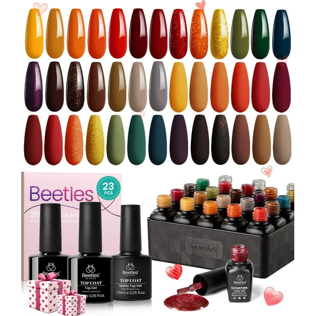 Set de esmaltes de uñas en gel Beetles Cozy Campfire, 20 colores