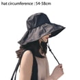 thumbnail image 2 of Sombrero de sol de caza con cola de caballo para mujer, sombrero de pescador para exteriores con borde ancho y protección UV, 2 of 5
