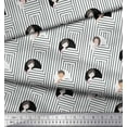thumbnail image 2 of Soimoi Black polyester Crepe Fabric Stripe & Women Face Human Figure Print Fabric by the Yard 52 Inch Wide, 2 of 3
