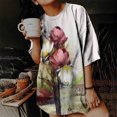thumbnail image 2 of Blusa informal de manga corta con estampado de manga corta y estampado vintage para mujer Pompotops  hfajkhk126654, 2 of 9