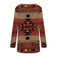 thumbnail image 2 of Honeeladyy Rollbacks Retro Ethnic Style Shirt for Women Vintage Western Aztec Geometry Printing Blouse Loose Long Sleeve V Neck Casual Tops, 2 of 4