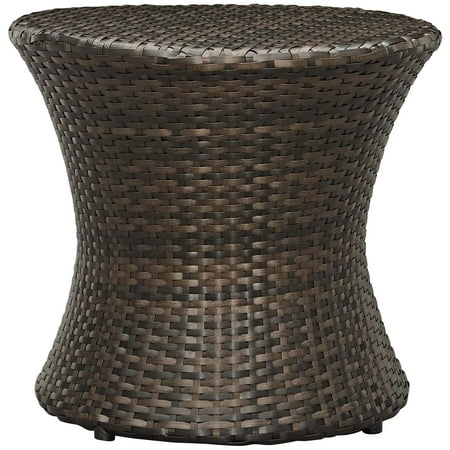 Rattan Patio Table Modern Contemporary Urban Design Outdoor Patio Balcony Garden Furniture Lounge Side Table, Rattan Wicker, Brown ()